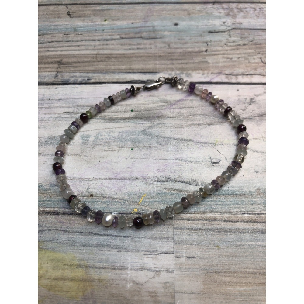 Crystal Beads Sterling Silver‎ 9" Bracelet Artisan Real Pearls